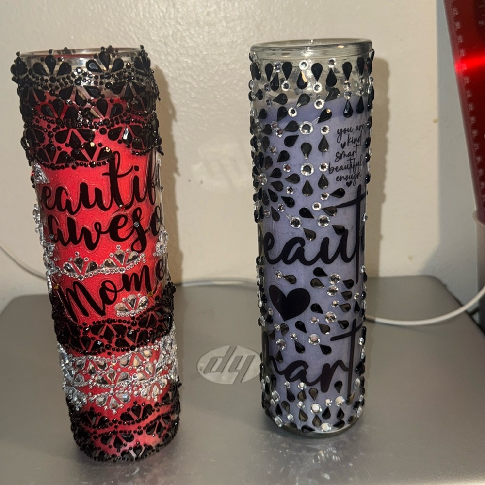 $25 FOR ONE 1️⃣ BEAUTIFUL PERSONALIZED BLINGED OUT HANDMADE CANDLES❤️SAMPLES - Picture 10 of 17